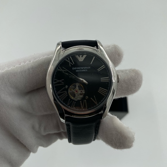 Emporio Armani Automatic Black Leather Watch - Picture 5 of 9